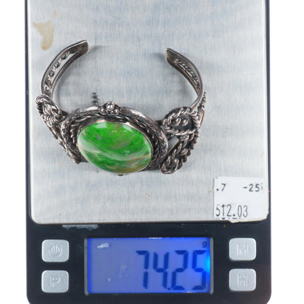 6.5" c1950's Arizona Gem Silica sterling silver Navajo cuff bracelet