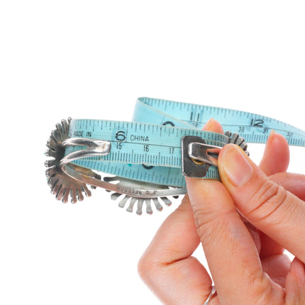 6.75" Bellson Zuni sterling silver needlepoint turquoise sunburst cuff bracelet