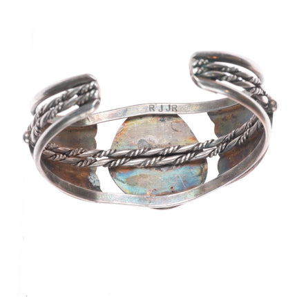 6.2" Vintage Navajo sterling silver high grade turquoise cuff bracelet RJ Jr