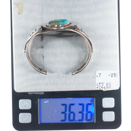 6.2" Vintage Navajo sterling silver high grade turquoise cuff bracelet RJ Jr