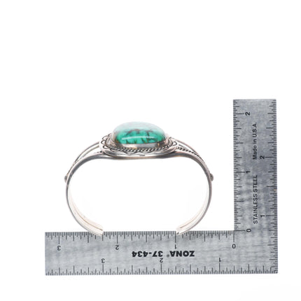 6.1" Vintage Navajo sterling silver high grade turquoise cuff bracelet