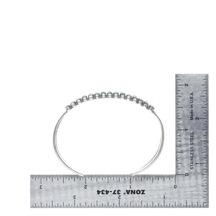 6.4" c1940's Zuni sterling silver 2 row square cut turquoise cuff bracelet