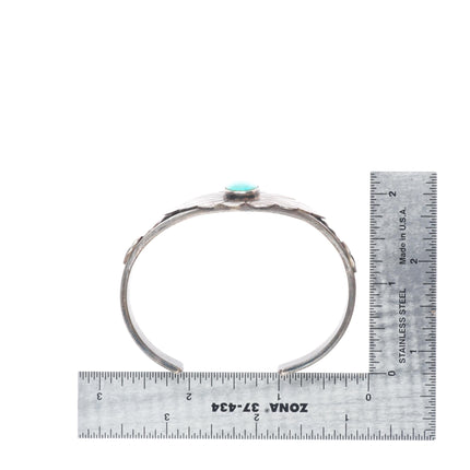 6.6" c1930's Navajo ingot silver Sleeping Beauty turquoise cuff bracelet