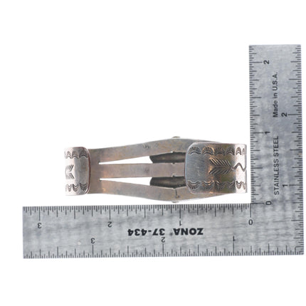 6.6"  1940's Navajo sterling silver high grade turquoise snakes cuff bracelet