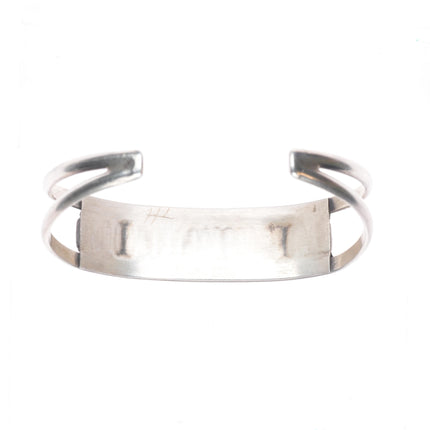 6.25" Vintage Zuni sterling silver needlepoint turquoise stacker cuff bracelet