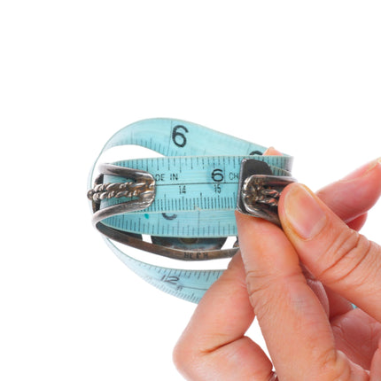 6.1" Vintage RJ Jr Navajo sterling silver turquoise cuff bracelet