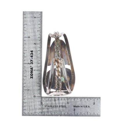 6.1" Vintage RJ Jr Navajo sterling silver turquoise cuff bracelet