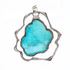 Large Vintage spiderweb turquoise southwestern brutalist sterling silver pendant