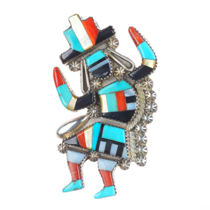 Gary-Pauline Vacit Zuni sterling silver turquoise rainbow dancer pendant/pin