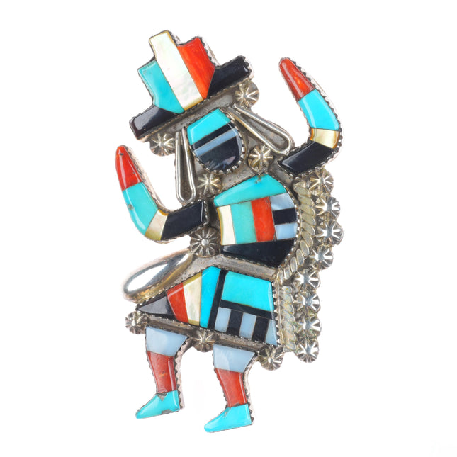Gary-Pauline Vacit Zuni sterling silver turquoise rainbow dancer pendant/pin