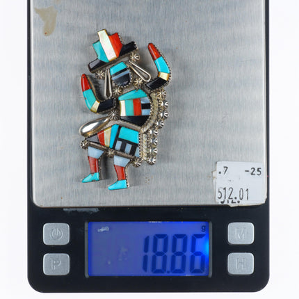 Gary-Pauline Vacit Zuni sterling silver turquoise rainbow dancer pendant/pin