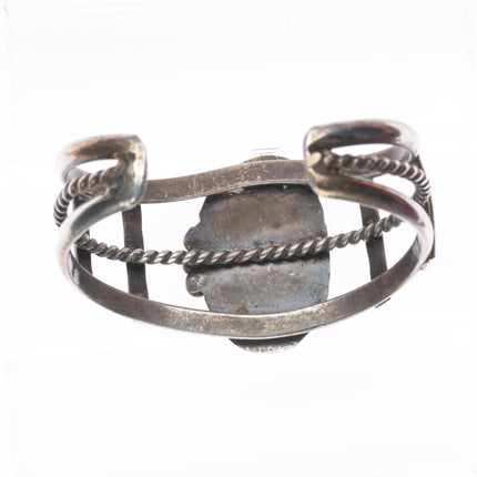 6" Vintage Navajo sterling silver Kingman turquoise twisted wire cuff bracelet
