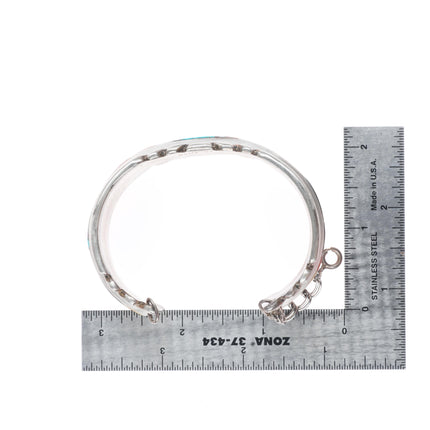 7" Wayne and Virginia Quam Zuni sterling silver intarsia inlay cuff bracelet