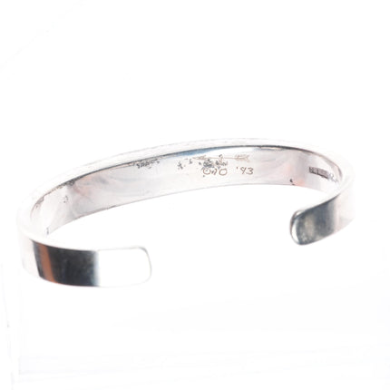 7" Native American sterling silver multi-stone channel inlay cuff bracelet