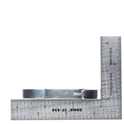 7" Native American sterling silver multi-stone channel inlay cuff bracelet