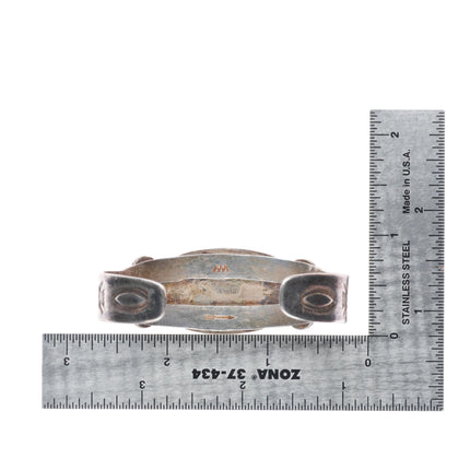 6.1" 30's-40's Navajo Gem Silica sterling silver stamped cuff bracelet