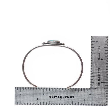 6.6" Robert Chee Navajo deep stamped sterling silver cuff bracelet w/turquoise