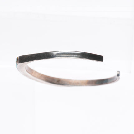 6.2" 40's-50's Zuni carved #8 turquoise sterling silver slim stacker cuff bracelet
