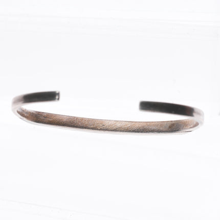 6.2" 40's-50's Zuni carved #8 turquoise sterling silver slim stacker cuff bracelet