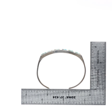 6.2" 40's-50's Zuni carved #8 turquoise sterling silver slim stacker cuff bracelet