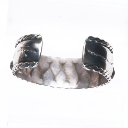 6.5" Vintage 40's-50's Zuni sterling silver flush inlay turquoise cuff bracelet