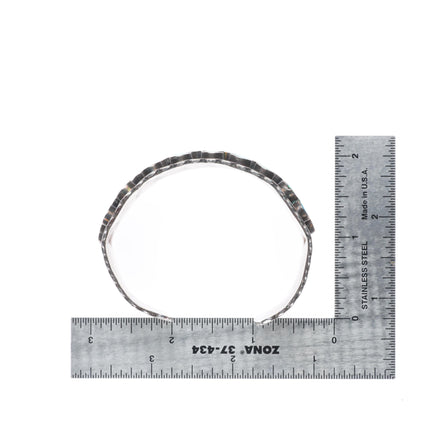 6.5" Vintage 40's-50's Zuni sterling silver flush inlay turquoise cuff bracelet