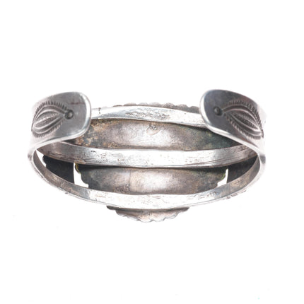 6.75" Chunky c1940's Navajo sterling silver cuff bracelet large turquoise