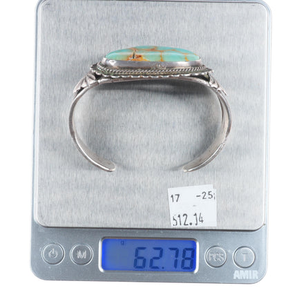 6.75" Chunky c1940's Navajo sterling silver cuff bracelet large turquoise