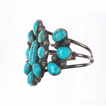 6.3" Vintage Native American sterling silver high grade turquoise cuff bracelet
