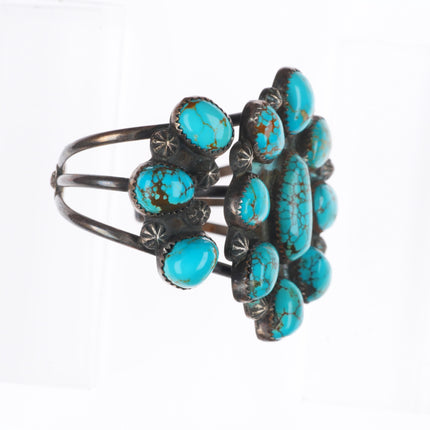6.3" Vintage Native American sterling silver high grade turquoise cuff bracelet