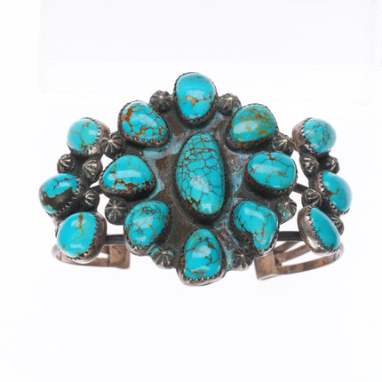 6.3" Vintage Native American sterling silver high grade turquoise cuff bracelet