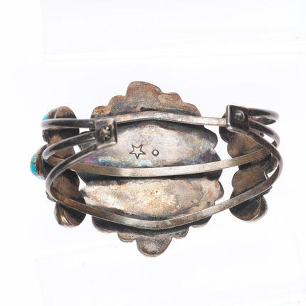 6.3" Vintage Native American sterling silver high grade turquoise cuff bracelet