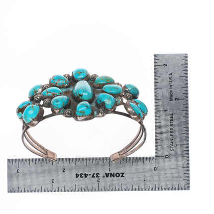 6.3" Vintage Native American sterling silver high grade turquoise cuff bracelet