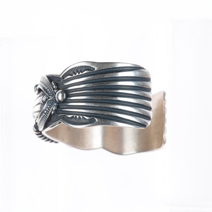 6.4" Delbert Gordon Navajo sterling silver deep stamped/chiseled cuff bracelet