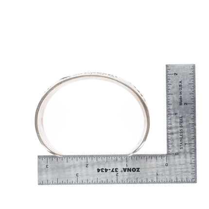 7.1" Garrison Boyd Navajo sterling silver wide band Yei overlay cuff bracelet