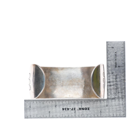 7.1" Garrison Boyd Navajo sterling silver wide band Yei overlay cuff bracelet