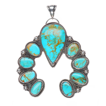 Large CB Gems southwestern sterling silver naja pendant w/ high grade turquoise