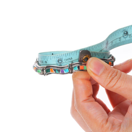 6.5" Livingston/Calvin Begay Navajo sterling silver stone inlay link bracelet