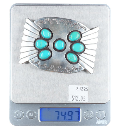 Vintage Navajo sterling silver modernist shadowbox belt buckle AC