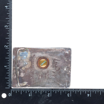 Vintage Navajo sterling turquoise belt buckle with Silver us coin