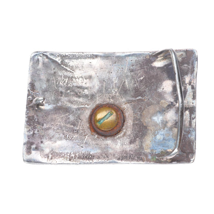 Vintage Navajo sterling turquoise belt buckle with Silver us coin