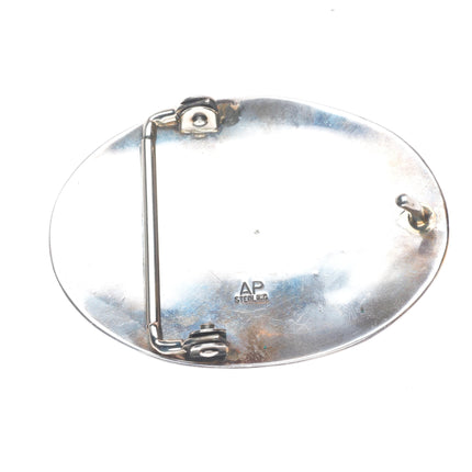 Anderson Parkett Navajo vintage sterling silver center stamped belt buckle