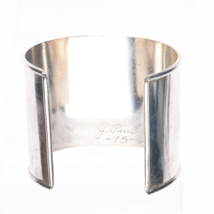 6.75" Vintage Joe Paul Navajo sterling silver wide band plain cuff bracelet