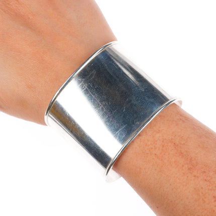 6.75" Vintage Joe Paul Navajo sterling silver wide band plain cuff bracelet