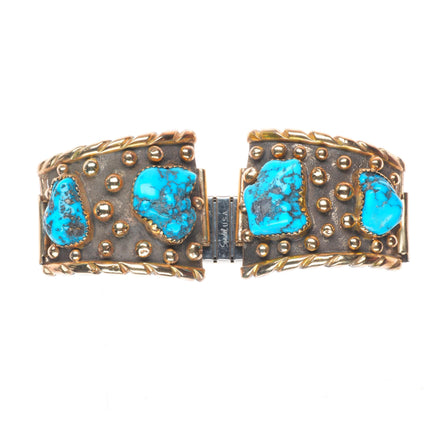 Nelson Walley 14k gold/sterling silver/turquoise southwestern watch tips