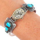 Vintage Harry H Begay Navajo sterling silver ladies watch tips w/turquoise