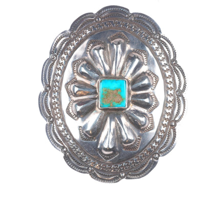 1940's Vintage Navajo sterling silver turquoise concho pin/brooch w/turquoise