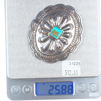 1940's Vintage Navajo sterling silver turquoise concho pin/brooch w/turquoise