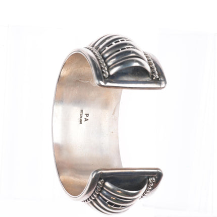 6.5" Priscilla Apacheto sterling silver melon ribbed Navajo cuff bracelet