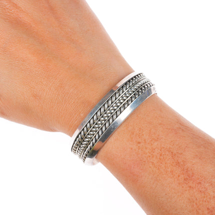 6.25" Tom Hawk Navajo sterling silver braided heavy cuff bracelet